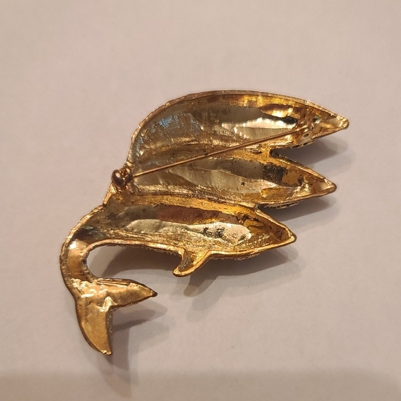 Vintage Gold Tone Triple Fish Brooch Pin - Picture 4 of 4